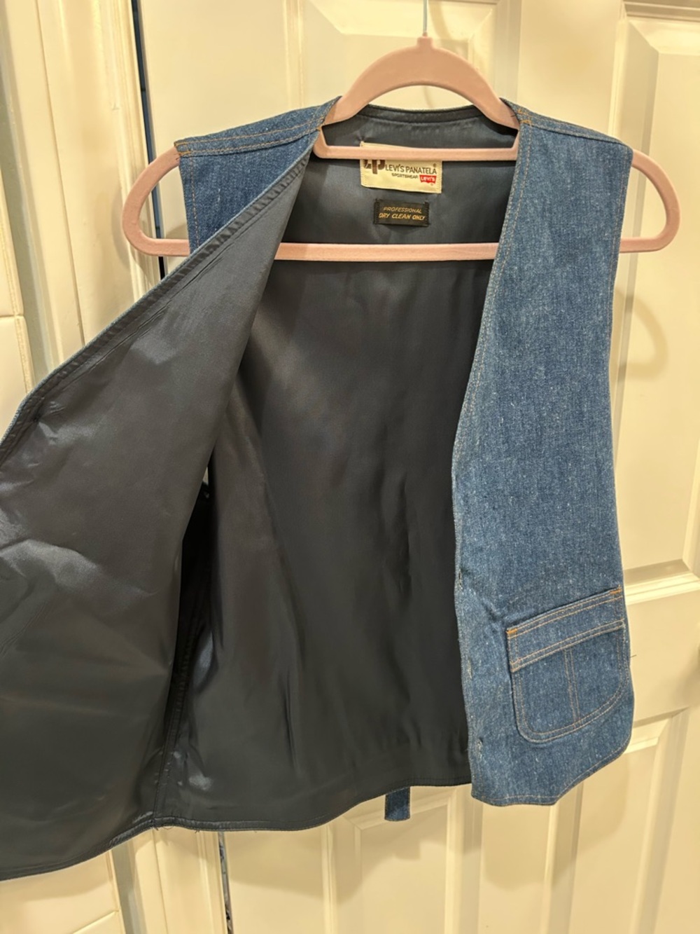 Rare 70s VINTAGE Levi’s Panatela Tailored Leisure Denim Vest Men’s S Women’s M/L - Picture 11 of 13